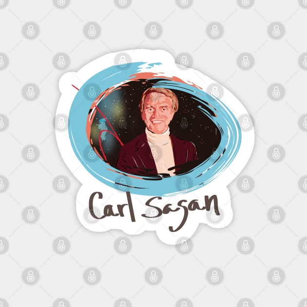 Portrait of Carl Sagan Sticker by Slownessi